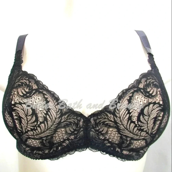 42D Paramour 115027 Lou Lou Lace Unlined UW‎ Bra Black - Picture 4 of 11